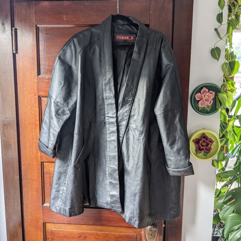VTG Phase 2 100% Leather Swing Coat L